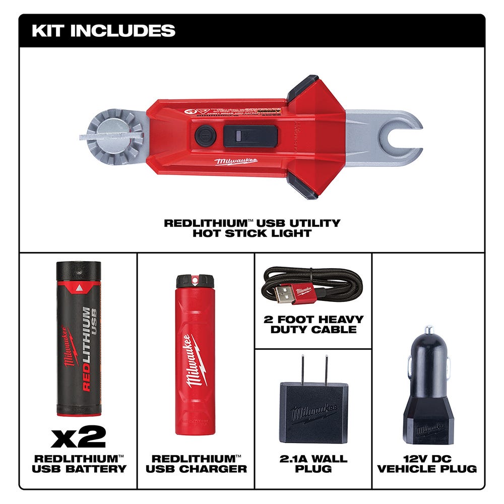 Milwaukee 2119-22 REDLITHIUM USB 350-Lumen Utility Hot Stick Light