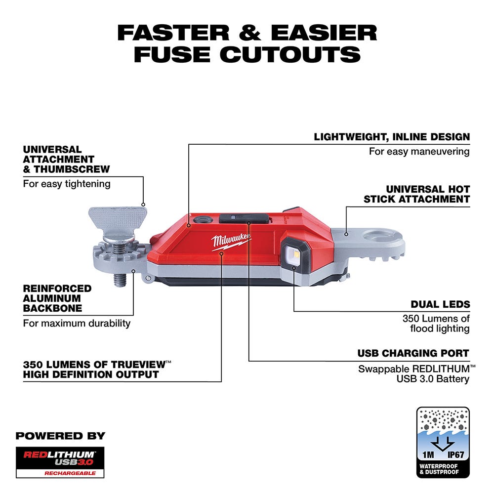 Milwaukee 2119-22 REDLITHIUM USB 350-Lumen Utility Hot Stick Light