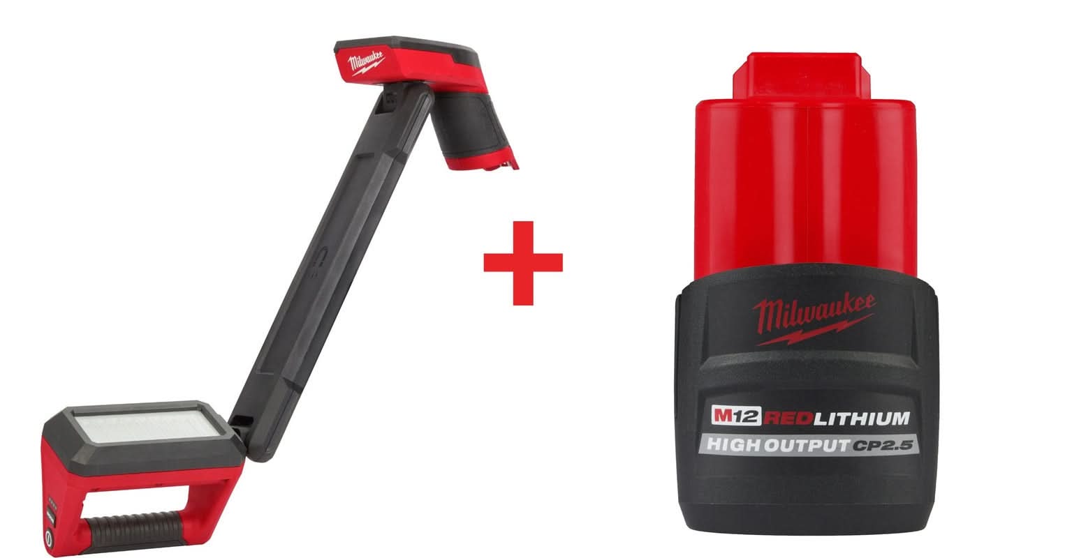 Milwaukee M12 Underbody 1,200-Lumen Articulating Light with M12 REDLITHIUM HIGH OUTPUT CP 2.5Ah Battery Pack