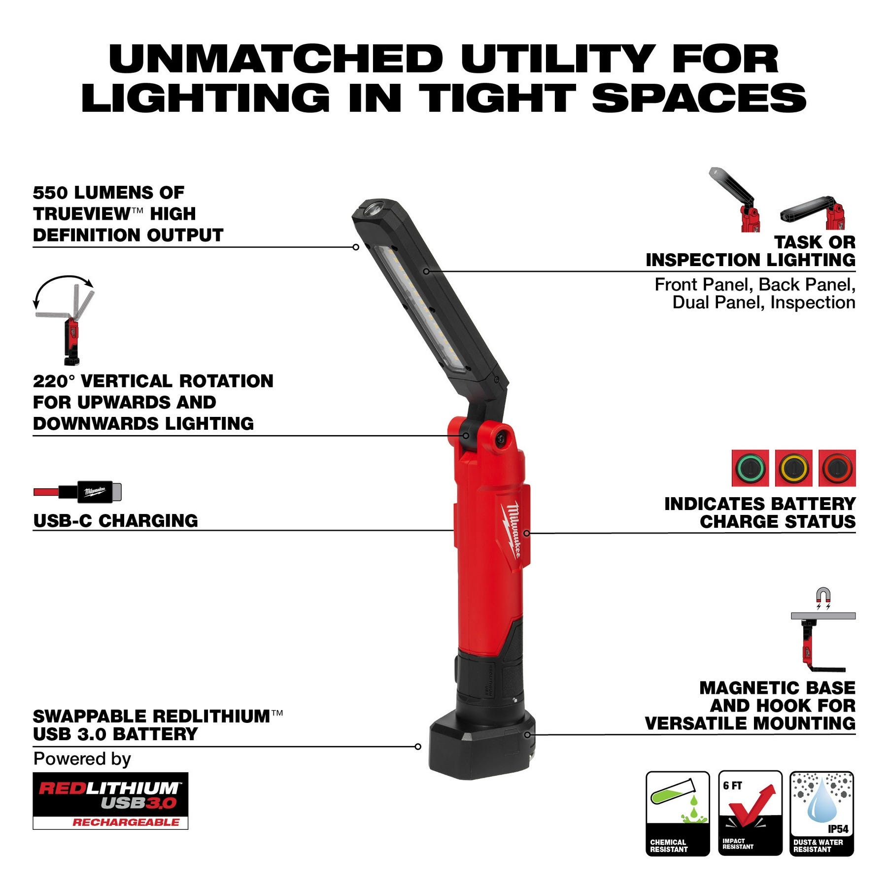 Milwaukee 2128-21 REDLITHIUM USB Stick Light W/ Magnet