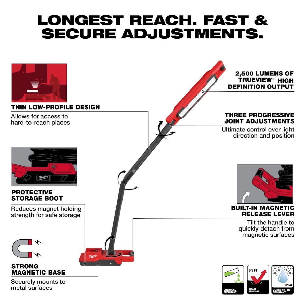 Milwaukee 2129-20 M18 Magnetic Extendable Articulating 2,500-Lumen Boo – Tool Nut Milwaukee 2129-20 M18 Magnetic Extendable Articulating 2,500-Lumen Boo – Tool Nut