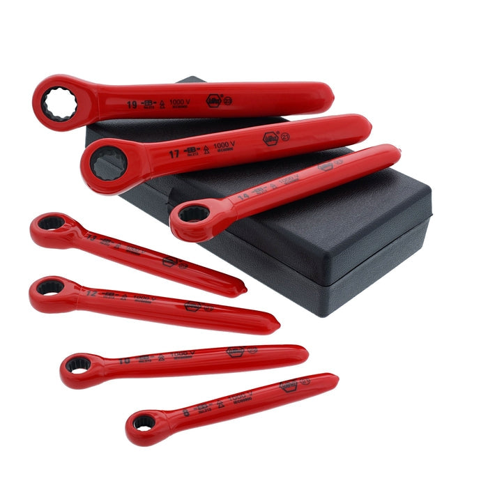 Wiha 21290 7-Piece Insulated Ratchet Wrench Set, Metric