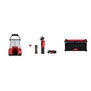 Milwaukee M18 RADIUS LED Site Light & Pivoting USB Flashlight Set with M18 Bluetooth Jobsite Radio