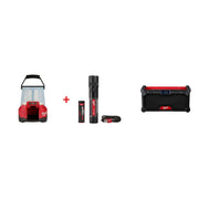 Milwaukee M18 RADIUS LED Site Light & Twist Focus USB Flashlight Set with M18 Bluetooth Jobsite Radio