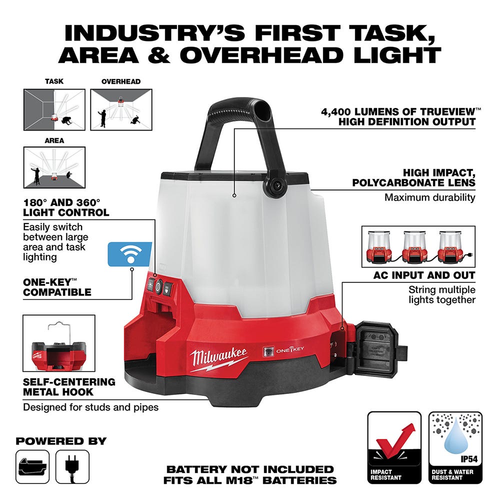 Milwaukee 2146-20 M18 / Corded RADIUS LED Compact Site Light w/ ONE-KEY