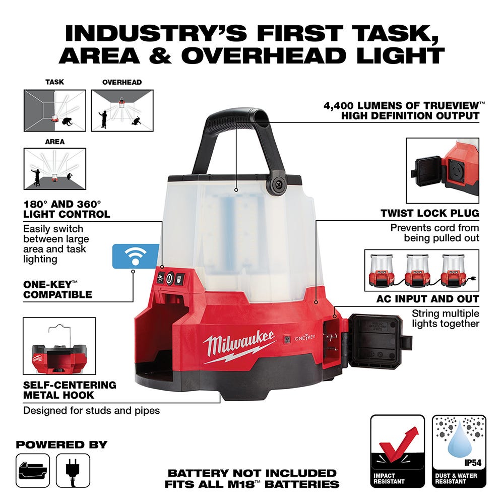 Milwaukee 2147-20 M18 RADIUS CPT Site Light w/ ONE-Key Twistlock