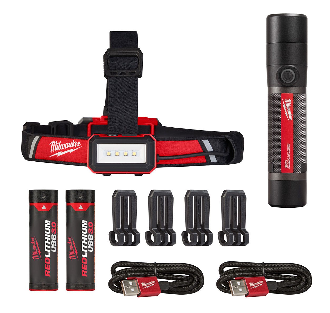 Milwaukee USB Rechargeable 800-Lumen Compact Flashlight and 600-Lumen Headlamp Combo Kit