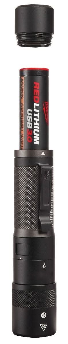 Milwaukee 2161-21-48-59-2013 1100 Lumens LED USB Rechargeable Twist Focus Flashlight with REDLITHIUM USB Charger and Portable Power Source Kit