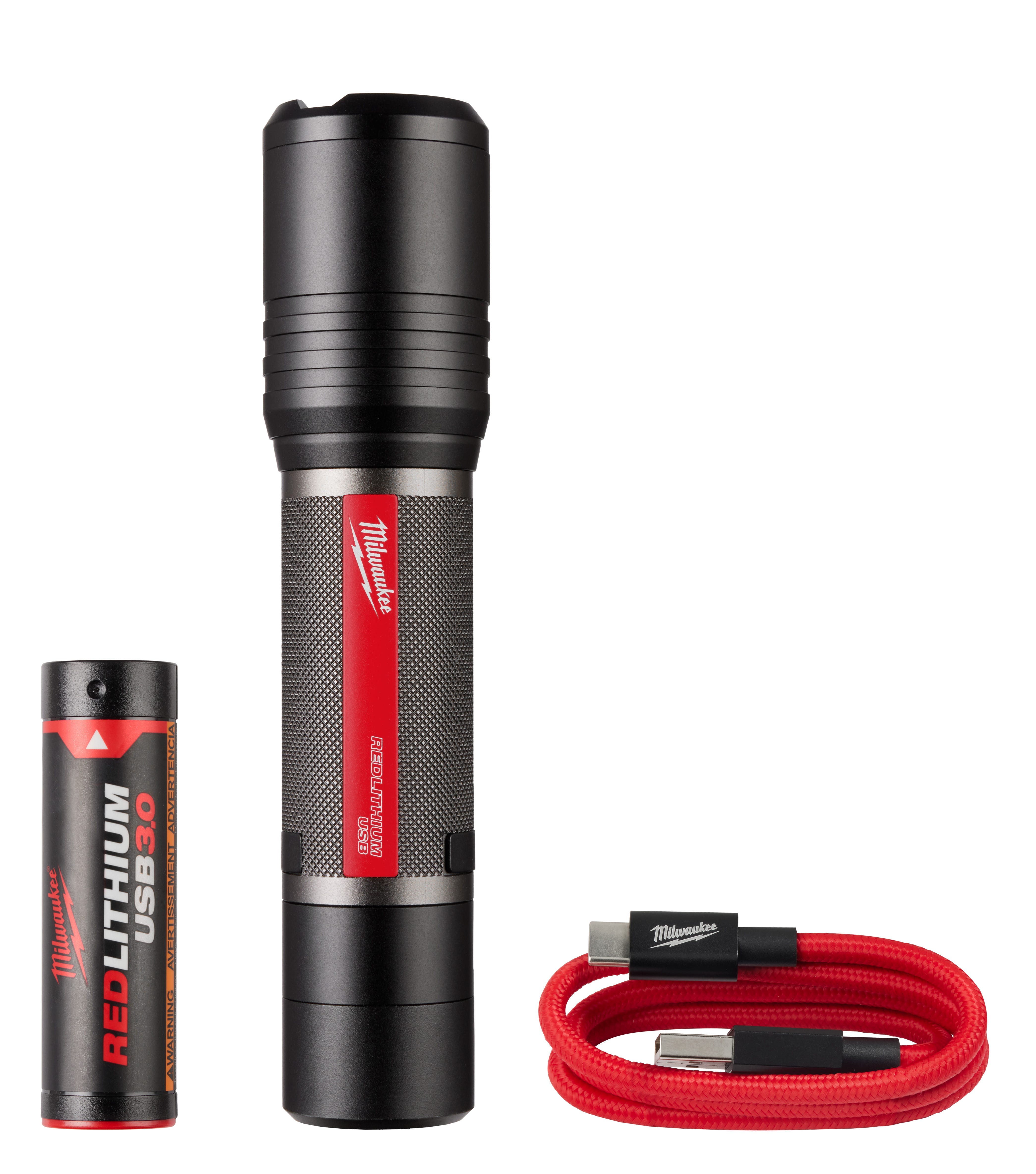 Milwaukee USB Slide Focus Flashlight and Battery Bundle