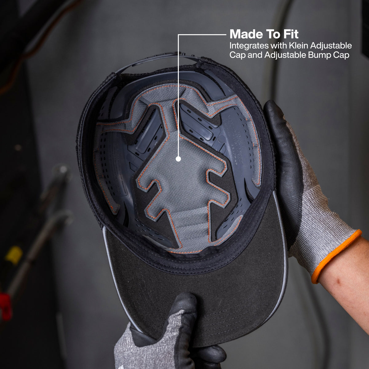 Klein Tools 22018 bump cap insert trimmed to size for smaller head sizes