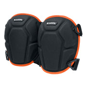 Klein Tools 22082 fabric cap knee pads in black and orange with dual adjustable straps