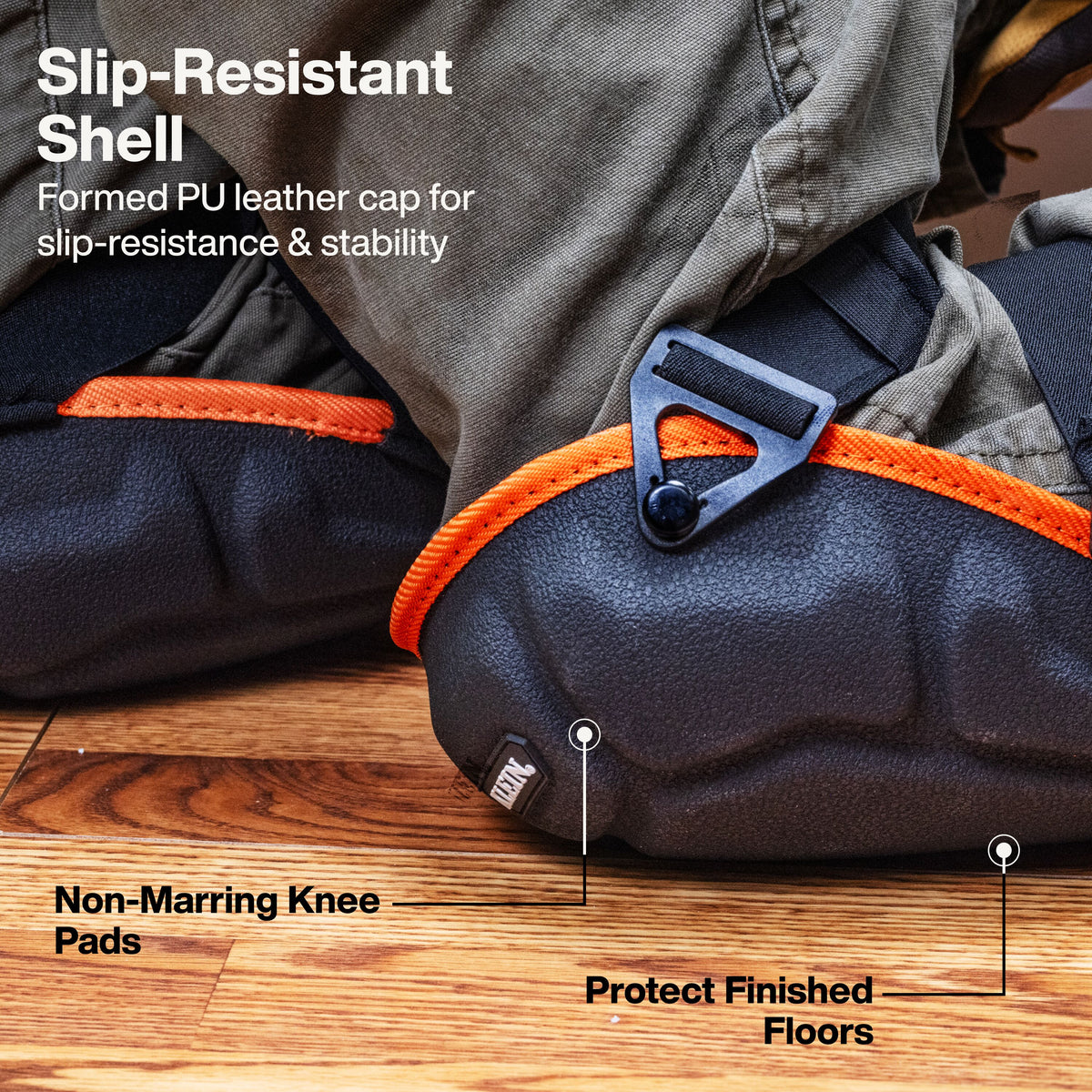 Klein Tools 22082 knee pads slip-resistant shell for stability on polished surfaces
