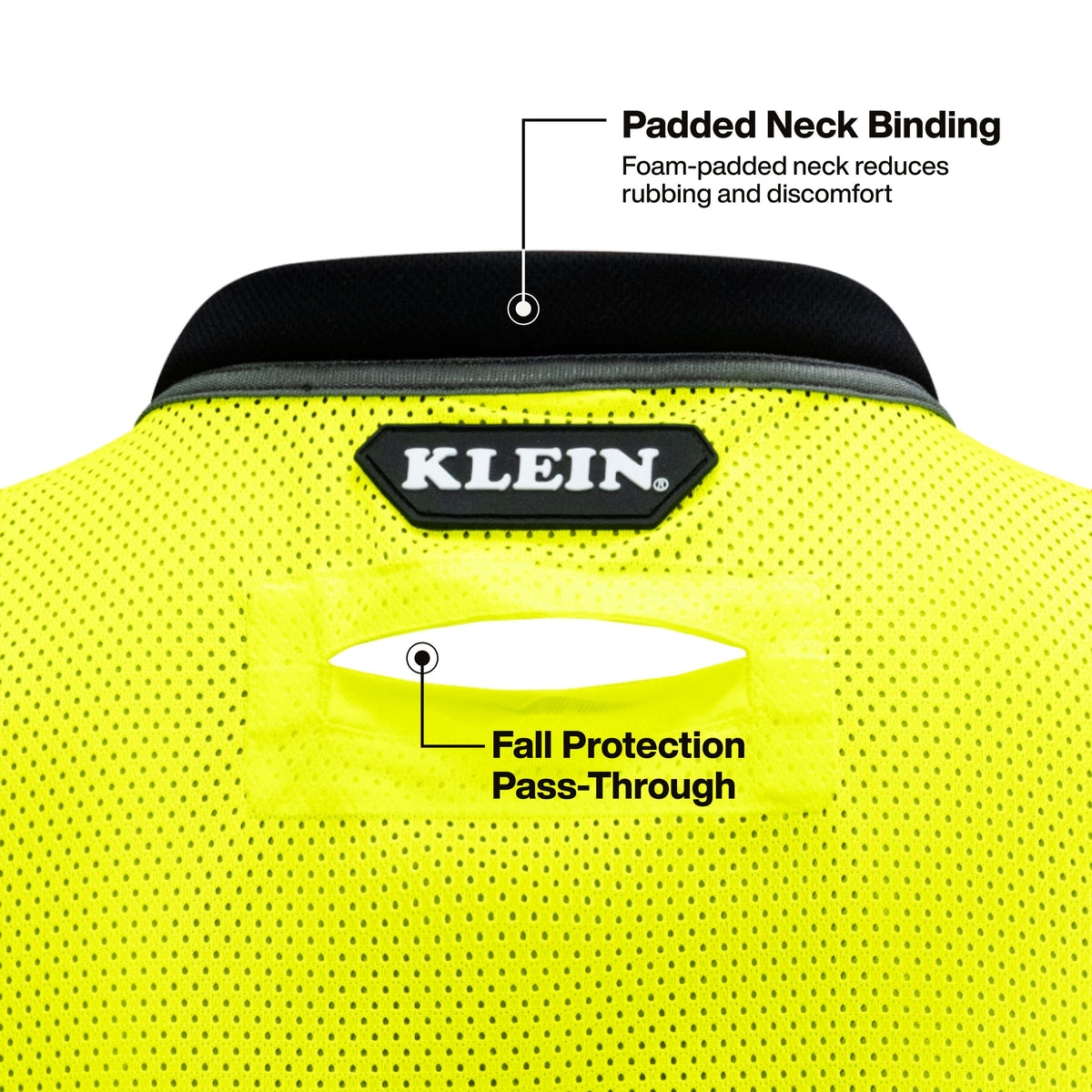 Klein Tools 22095 L/XL hi-vis vest permanent reflective chevron pattern for low-light visibility