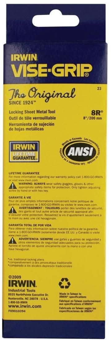 Irwin 23 VISE-GRIP 8R Original Locking Sheet Metal Tool 8-in.
