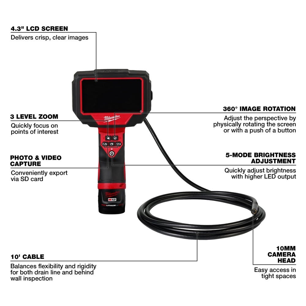 Milwaukee 2324-21 M12 M-Spector 360 10-Foot Inspection Camera
