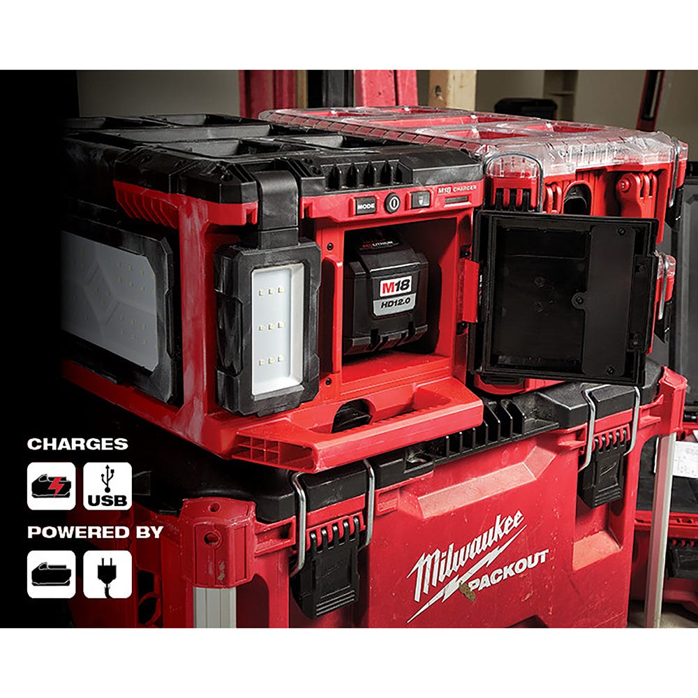 Milwaukee 2357-20 M18 PACKOUT Light with Built-In Charger w/ 2.0Ah Battery