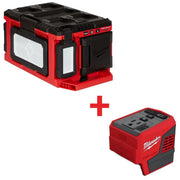 Milwaukee M18 PACKOUT Light with Built-In Charger and M18 Top Off 175W Power Supply