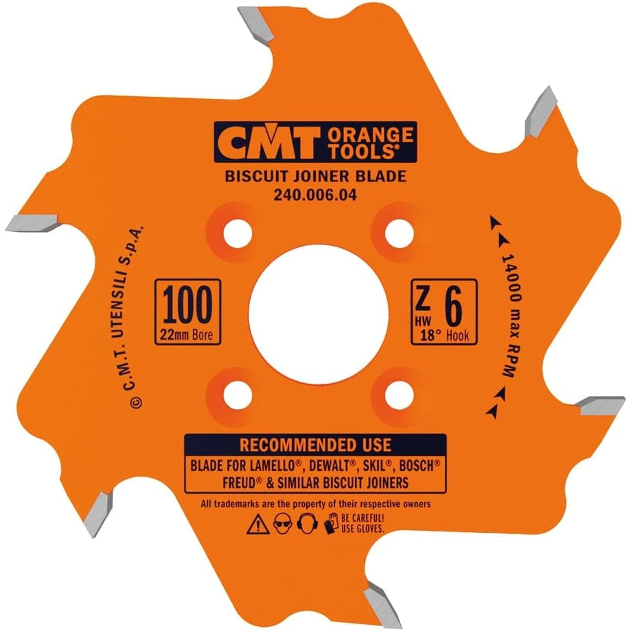 CMT Woodworking Cutting Tools 240.006.04 4 in. 6-Tooth Biscuit Joiner Blade