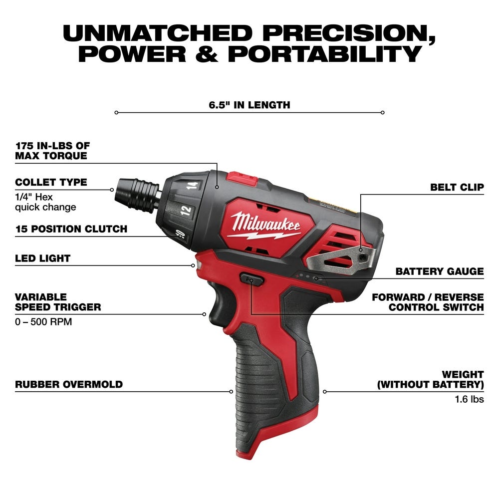 Milwaukee 2401-20 M12 Cordless Screwdriver
