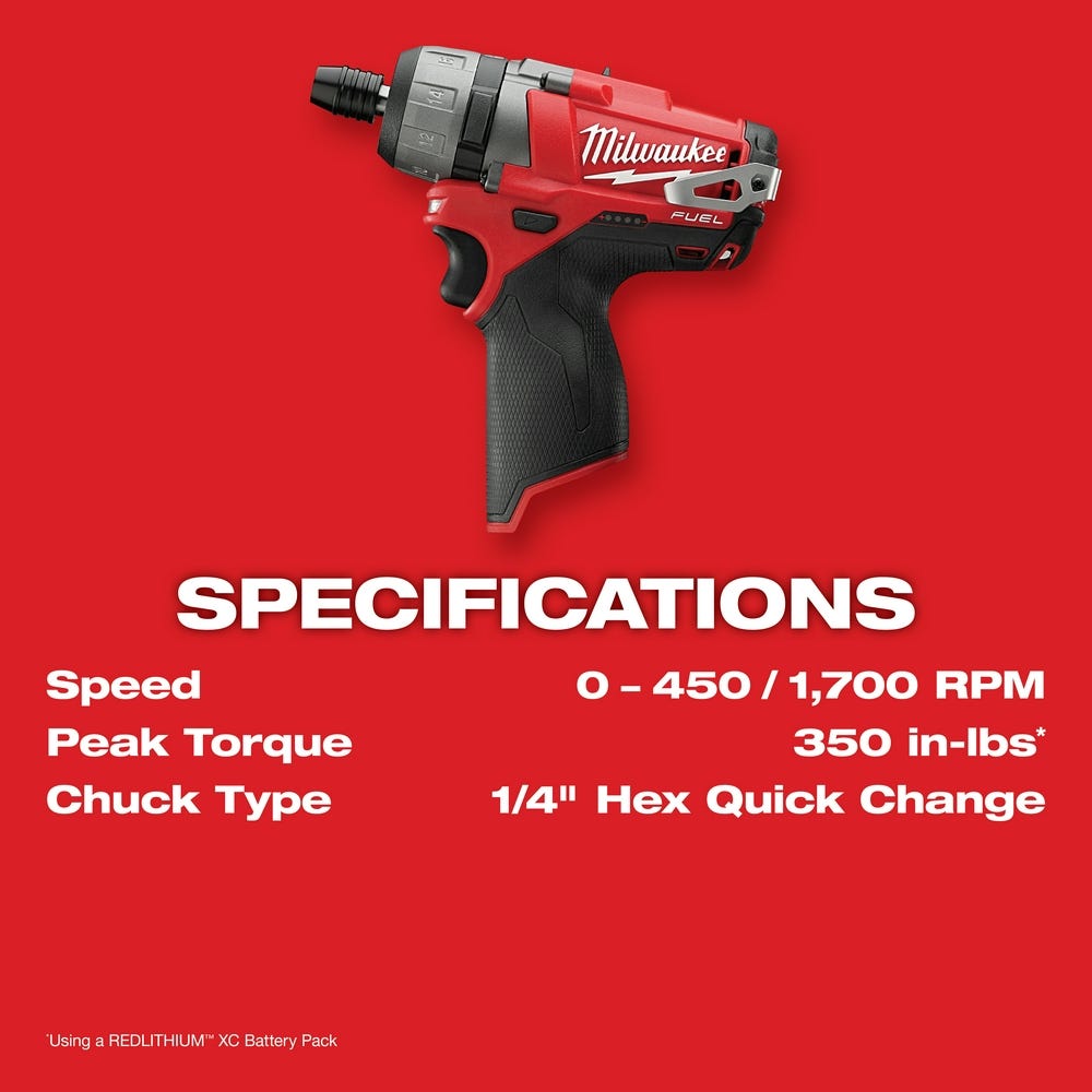 Milwaukee 2402-22 M12 FUEL 1/4-Inch Hex 2-Speed Screwdriver 2.0Ah Kit