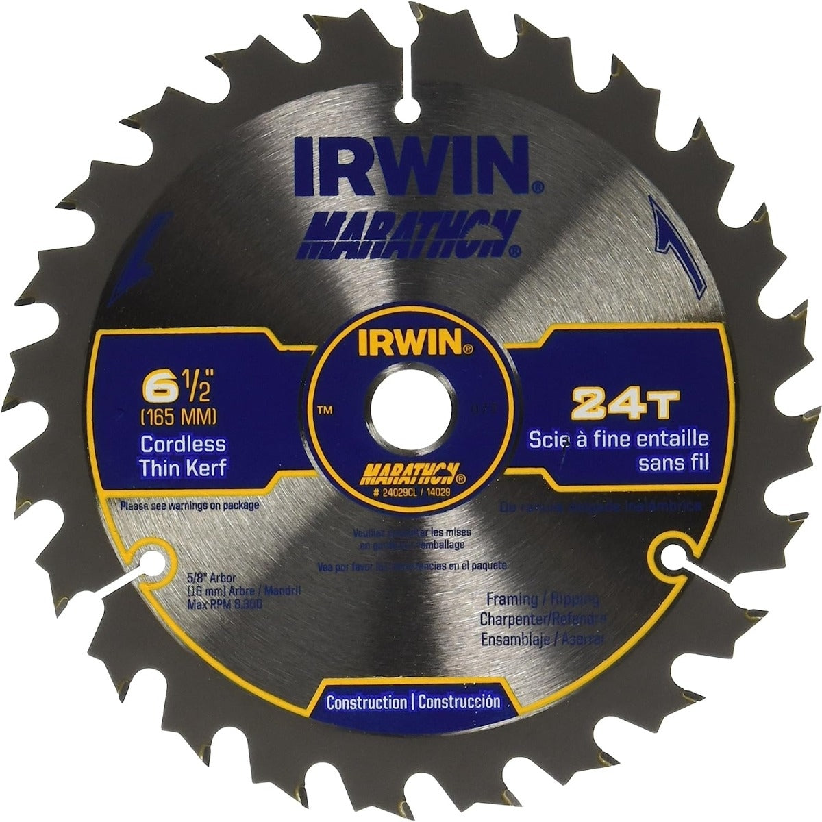 IRWIN 24029CL MARATHON 6-1/2 in. 24T Cordless Thin Kerf Construction Blade
