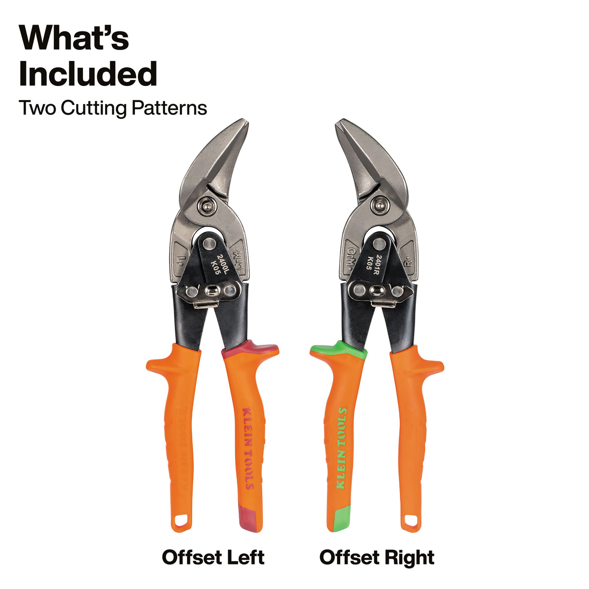Klein Tools 2403RL offset aviation snips forged heat-treated steel serrated blades