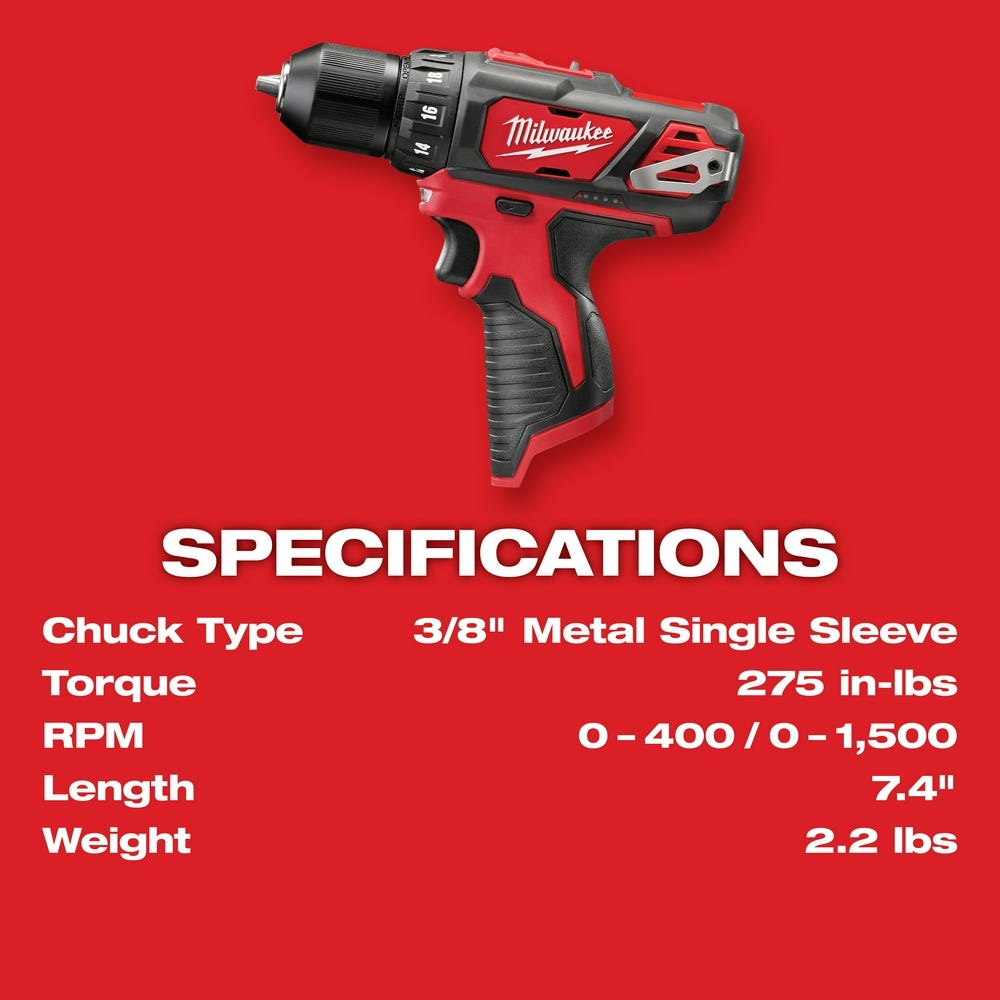 Milwaukee 2407-22 M12 3/8-Inch Drill/Driver 1.5AH Kit