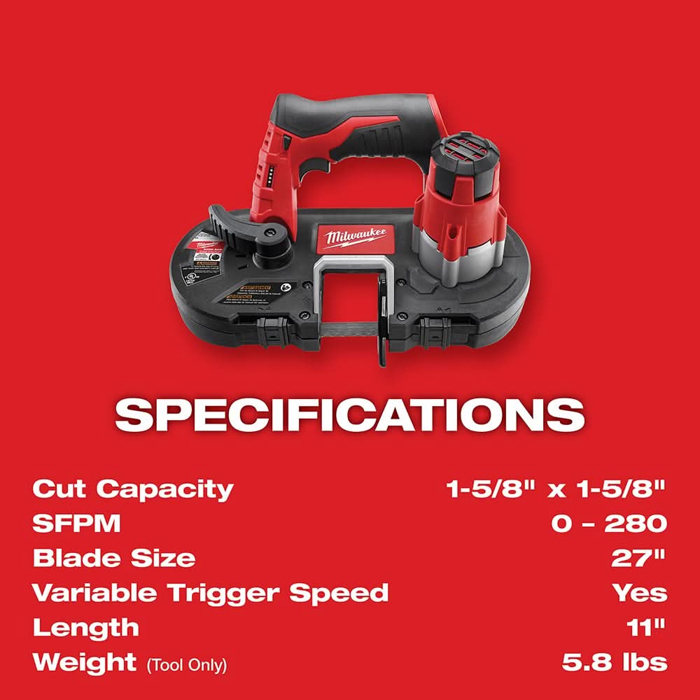 Milwaukee 2429-20 M12 Cordless Sub-Compact Band Saw – Tool Nut