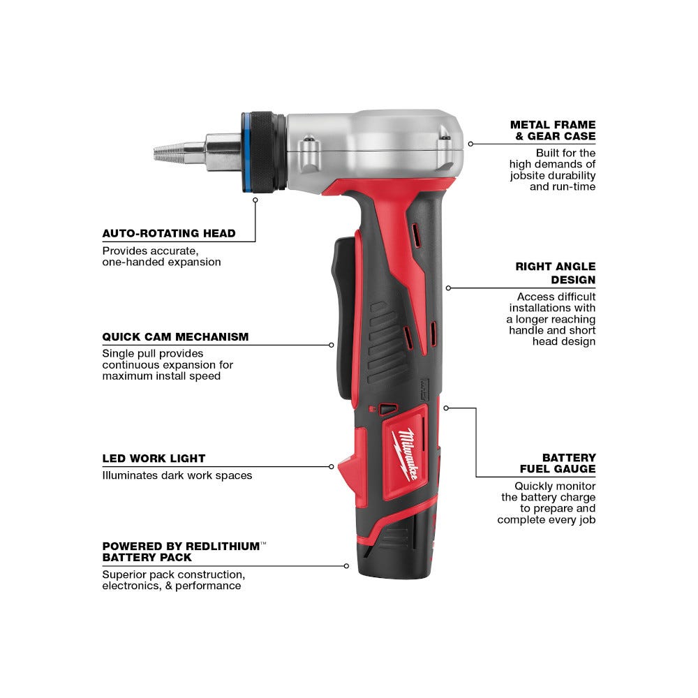 Milwaukee 2432-22 M12 Cordless ProPEX Expansion Tool Kit