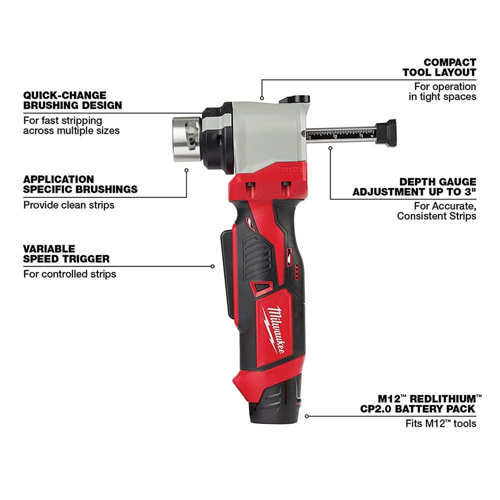 Milwaukee 2435AL-21 M12 Cable Stripper 2.0Ah Kit for Aluminum THHN / XHHW