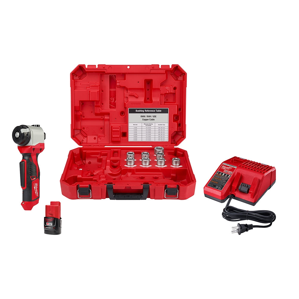 Milwaukee 2435X-21 M12 Cable Stripper 2.0Ah Kit for Copper RHW / RHH / USE
