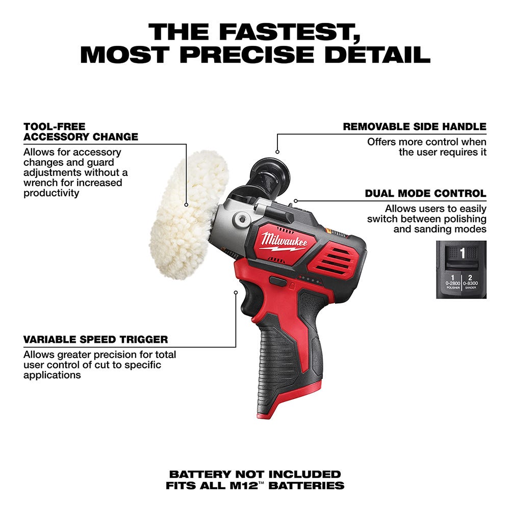 Milwaukee 2438-20 M12 Variable Speed Polisher/Sander