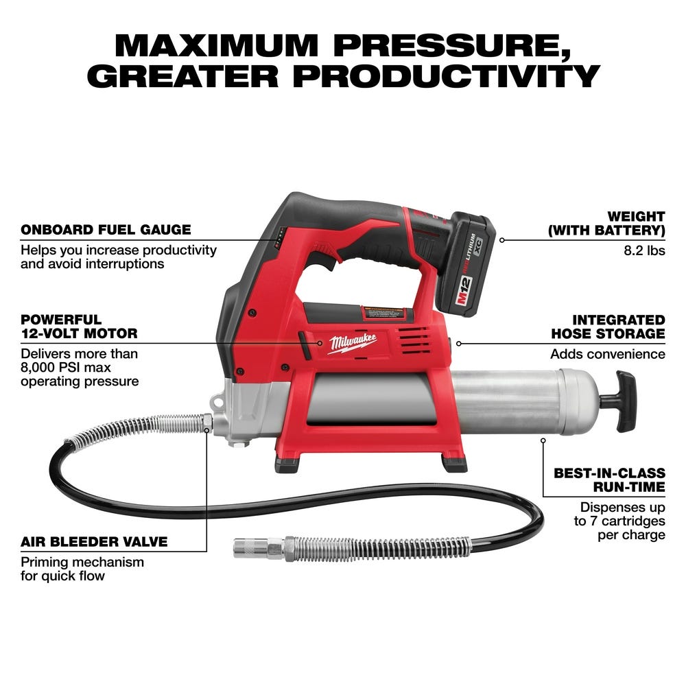 Milwaukee 2446-21XC M12 Cordless Grease Gun Kit