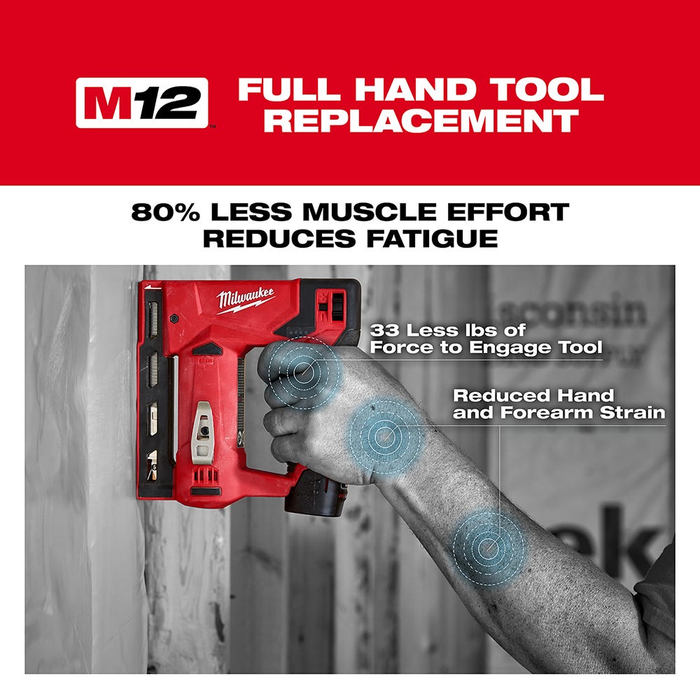 Milwaukee 2447-20 M12 3/8" Crown Stapler, Tool Only