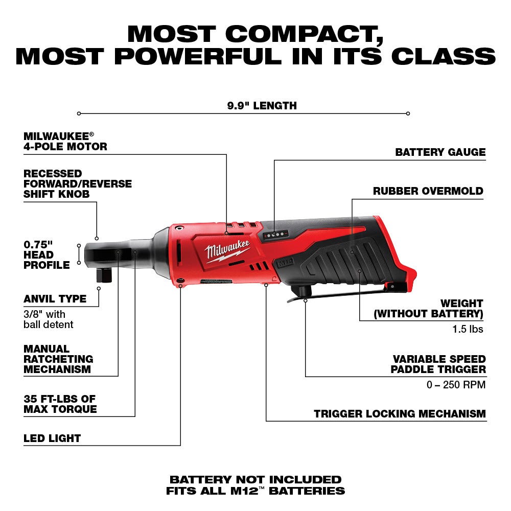 Milwaukee 2663-22RH M18/M12 3/8-in. Ratchet and 1/2-in. Impact Wrench with Friction Ring Combo Kit
