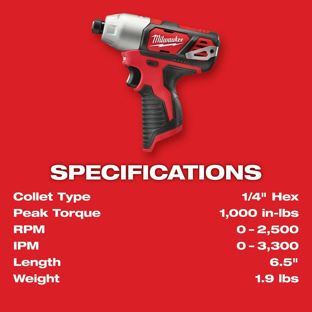 Milwaukee 2462-20 M12 1/4" Hex Impact Driver