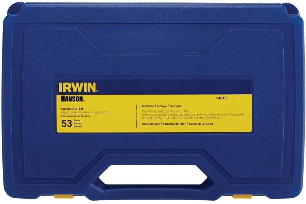 Irwin 24640 HANSON 53-Piece Machine Screw/Fractional Tap And Die Set 53 Piece Set
