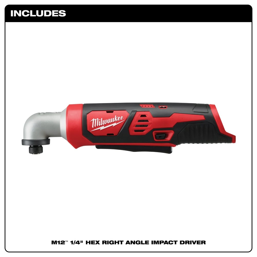 Milwaukee 2467-20 M12 1/4" Hex Right Angle Impact Driver, Tool Only