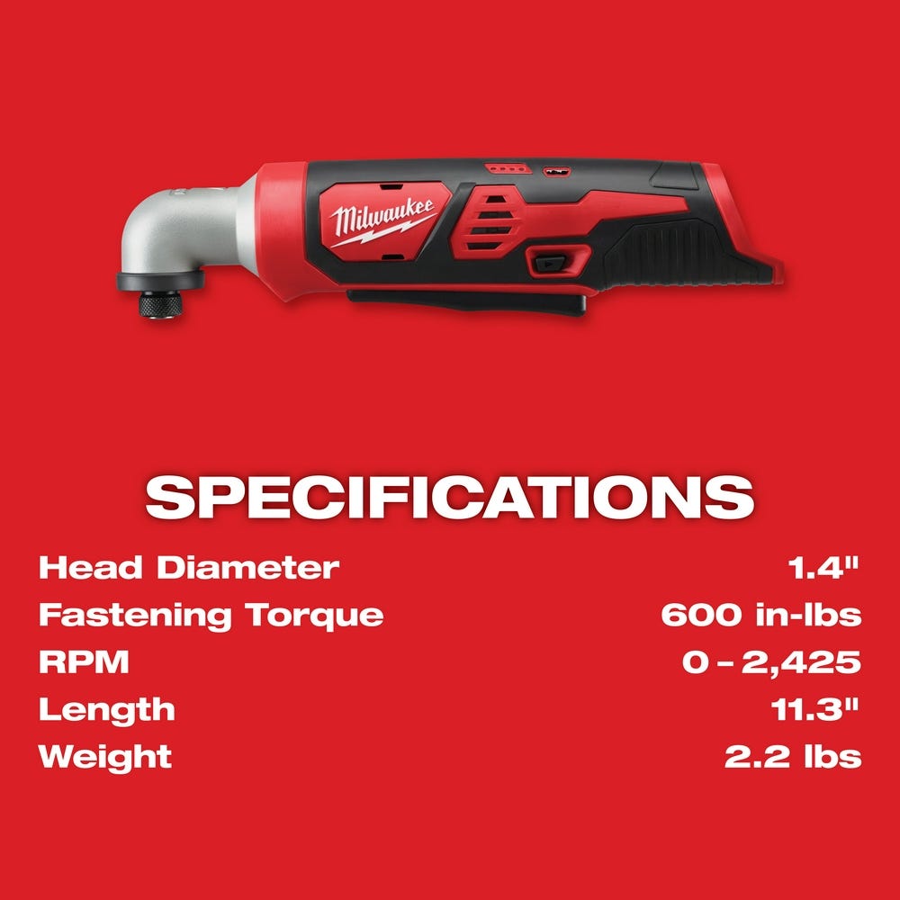 Milwaukee 2467-20 M12 1/4" Hex Right Angle Impact Driver, Tool Only