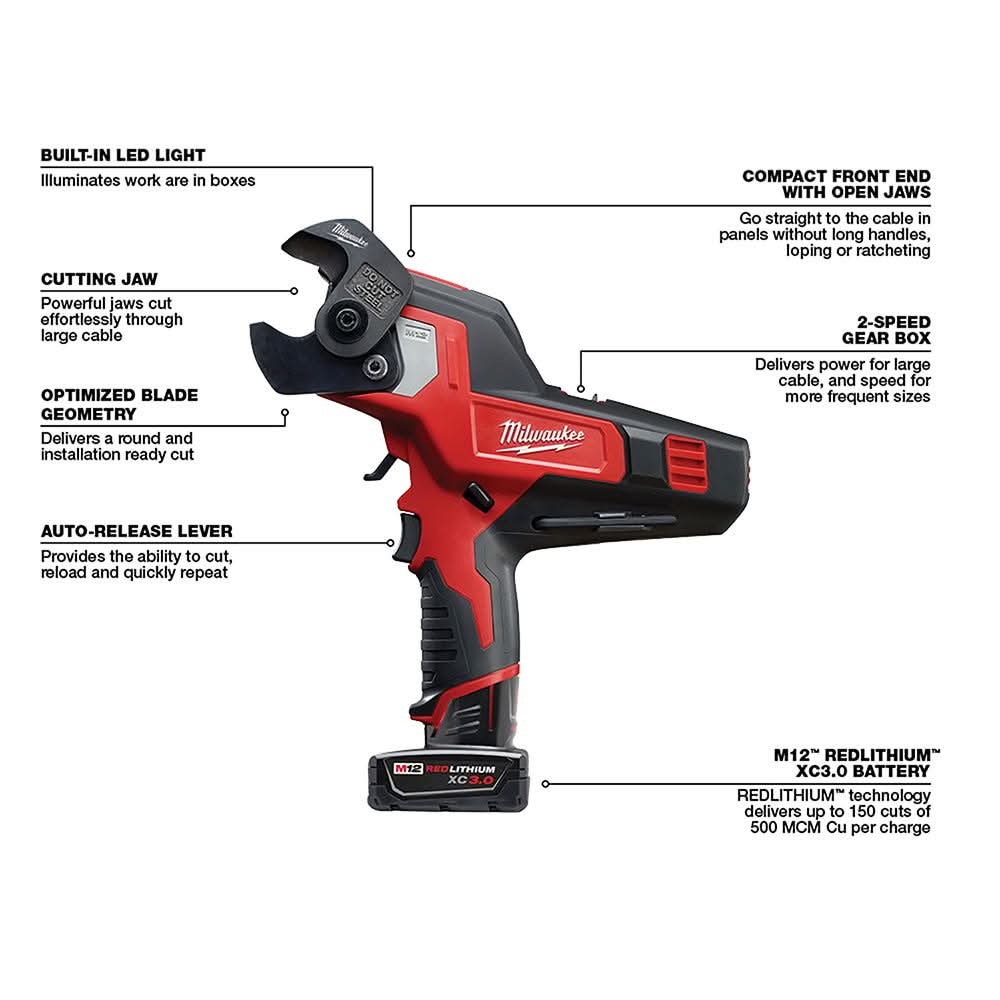Milwaukee 2472-21XC M12 600 MCM Cable Cutter Kit – Tool Nut
