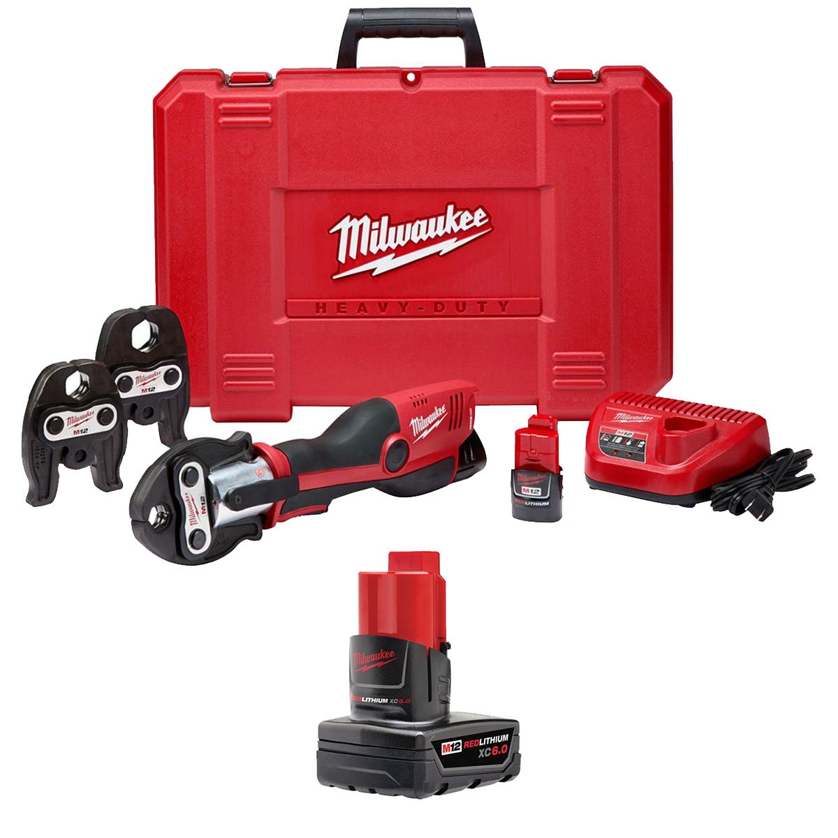 Milwaukee 2473-22 M12 FORCE LOGIC Press Tool Kit with Jaws with Extra Battery Pack