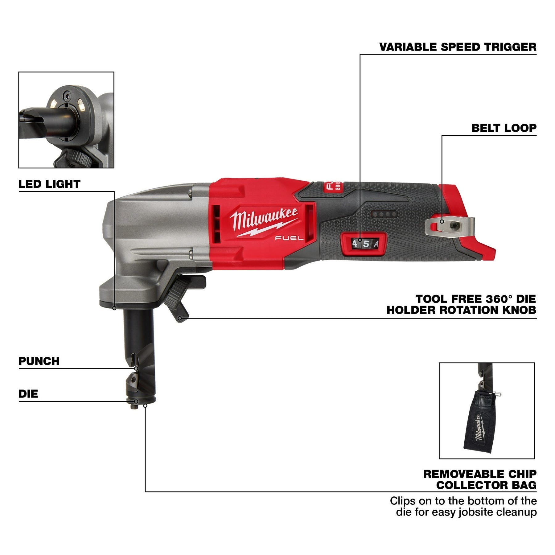 Milwaukee 2476-20 M12 FUEL 16 Gauge Variable Speed Nibbler, Tool Only