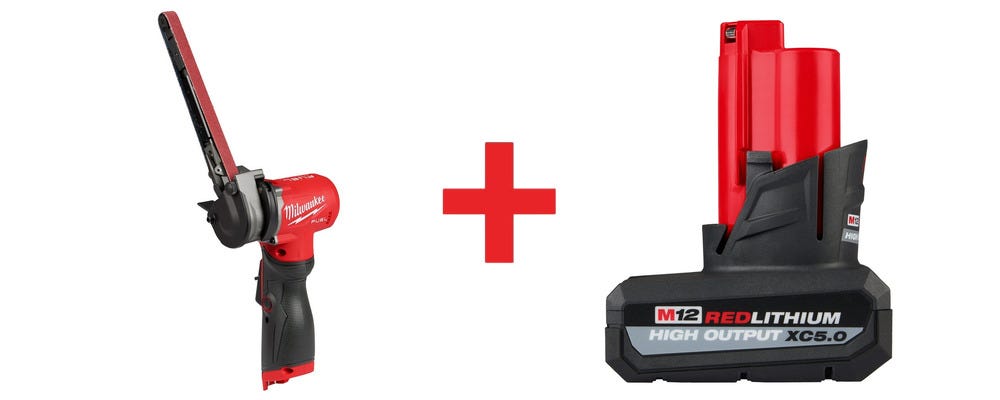 Milwaukee M12 FUEL 1/2" X 18" Bandfile Belt Sander with XC 5.0Ah Battery Pack