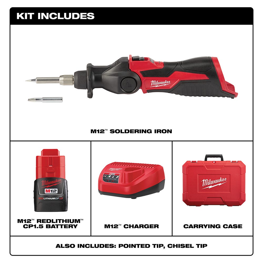 Milwaukee 2488-21 M12 Soldering Iron 1.5Ah Kit