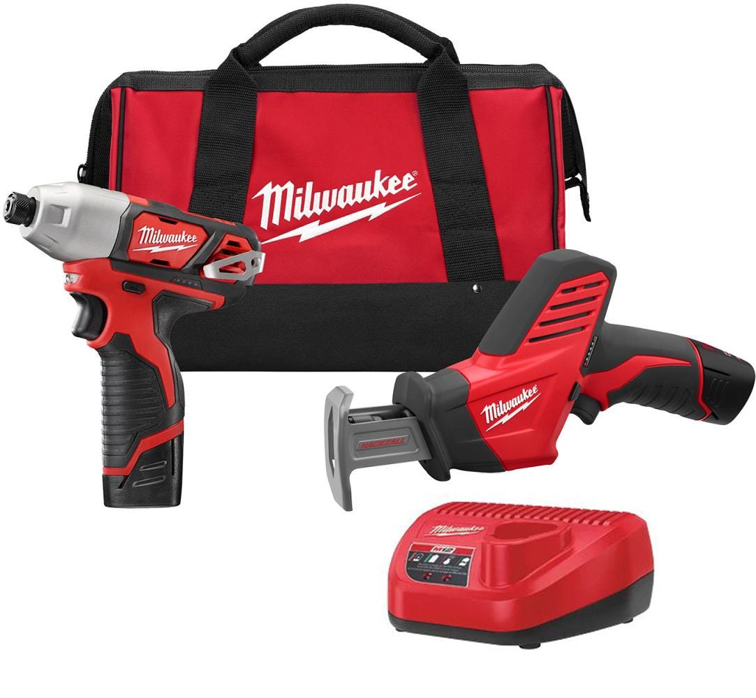 Milwaukee 2491-22 M12 Cordless Impact Driver + Recip Saw 2-Tool Combo Kit