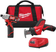 Milwaukee 2491-22 M12 Cordless Impact Driver + Recip Saw 2-Tool Combo Kit