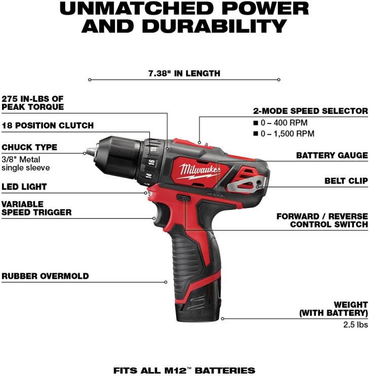 Milwaukee 2493-24 M12 Cordless 4 Tool Combo Kit
