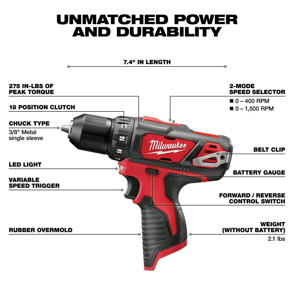 Milwaukee 2494-22 M12 Cordless 2-Tool Combo 1.5Ah Kit