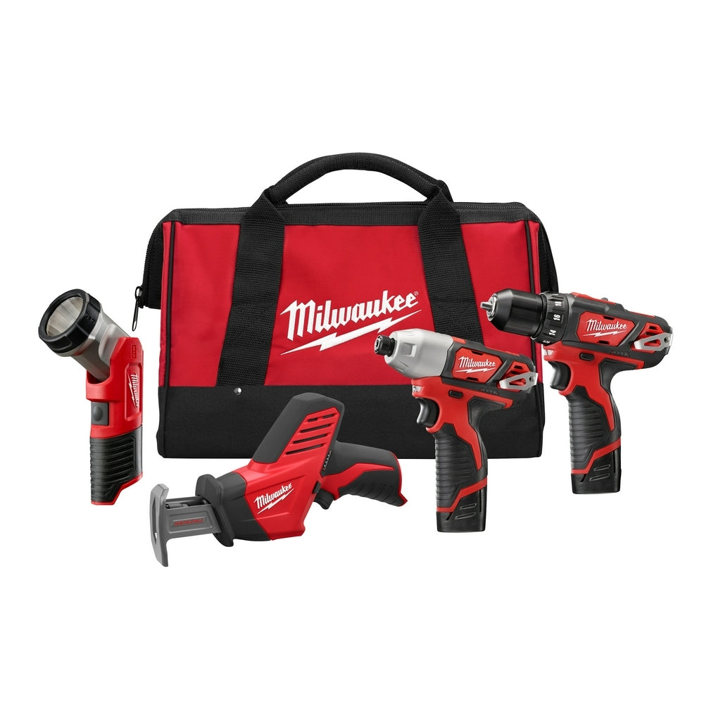 Milwaukee 2498-24 M12 Cordless 4-Tool Combo 1.5Ah Kit