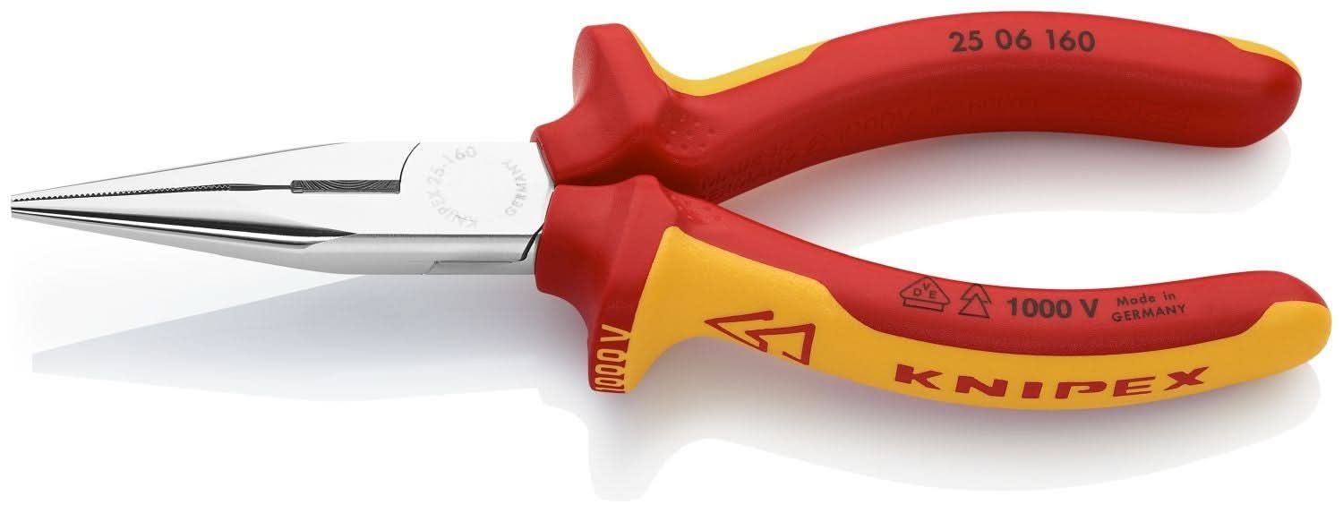 Knipex 25 06 160 Long Nose Pliers with Cutter-1000V Insulated